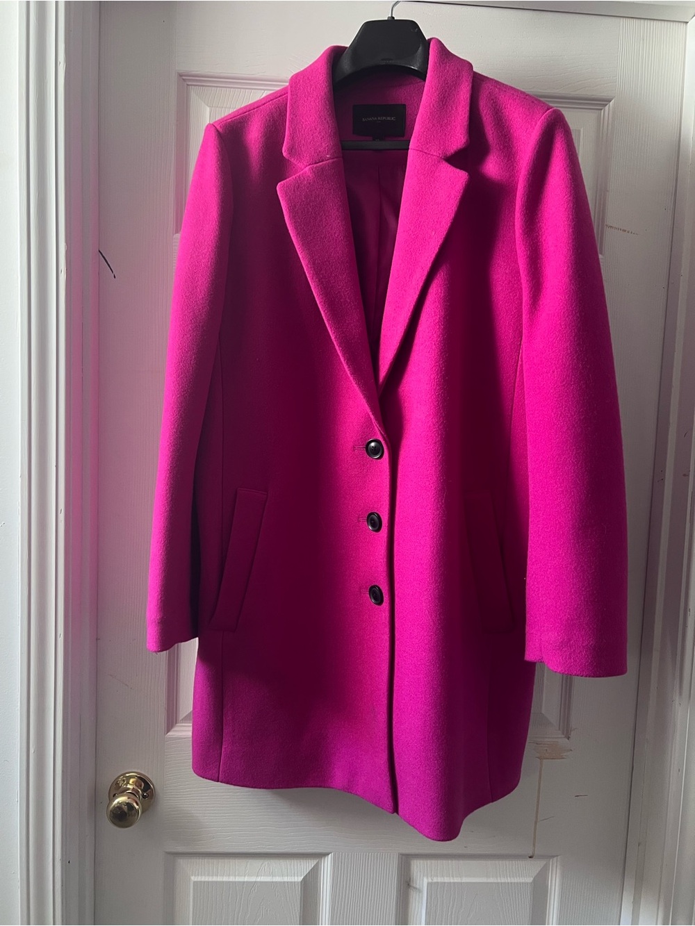 NWOT Banana Republic Bright Magenta Pink Single-Breasted Tailored Overcoat XL - Picture 2 of 10